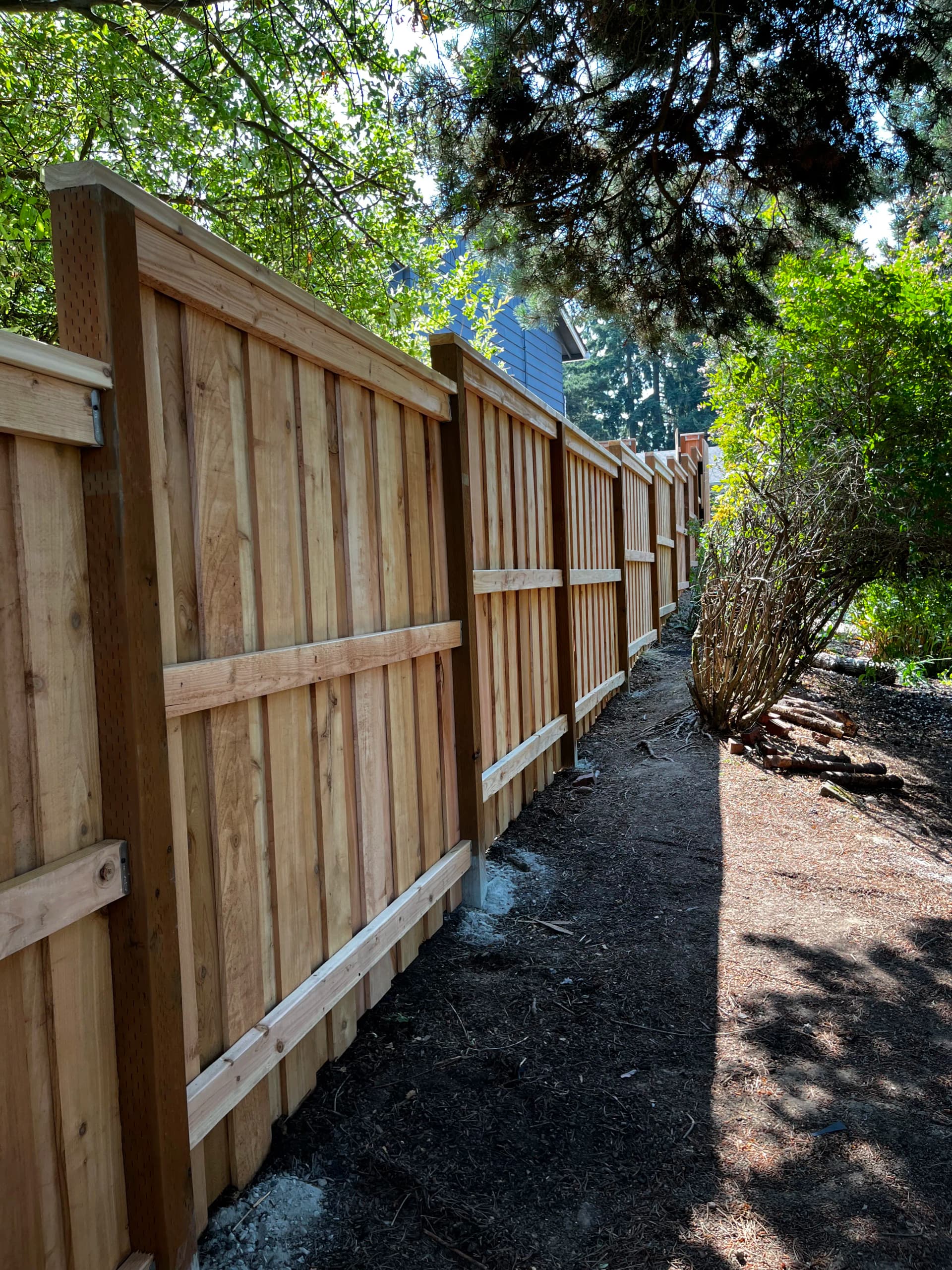 Gallery photos for Old Leaning Fence Replaced With a Solid Cedar Install in Beaverton: Image #1
